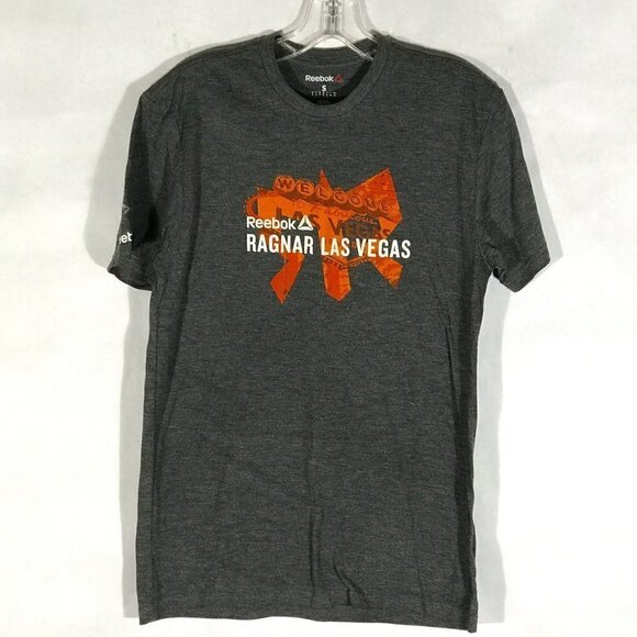 REEBOK Las Vegas Charcoal Grey Gray Running Runners Athletic Sport Tee T Shirt - Picture 1 of 8